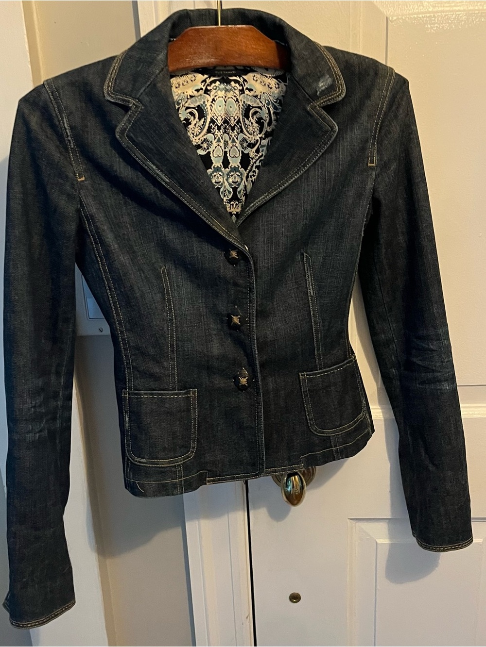Elie Tahari Dark Blue Denim Blazer Jacket